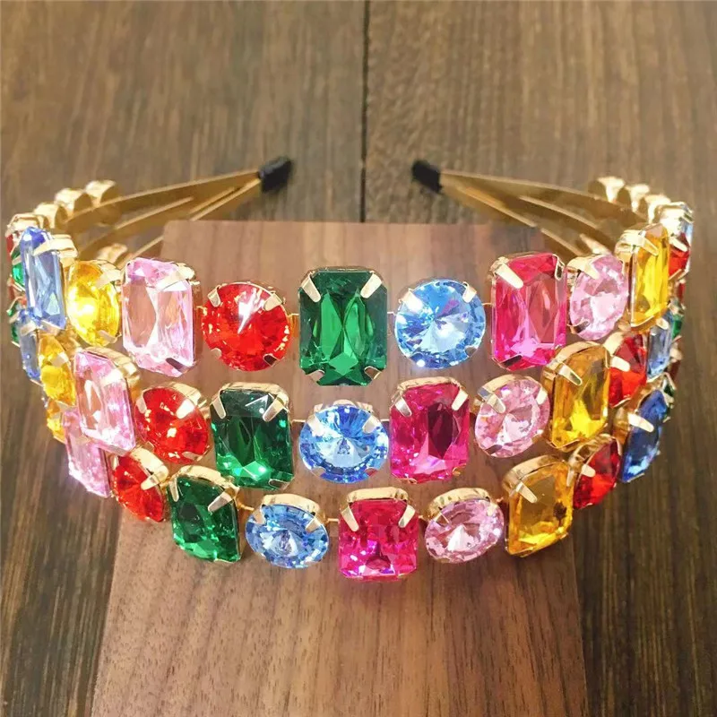 

4 Styles Full Crystal Colorful Baroque Headband For Women Sparkly Three-in-one Black Rhinestones Hairbands Hair Accessori