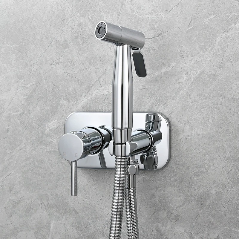 

Wall Mounted High Pressure Bidet Sprayer Set Hot Cold Black Toilet Companion