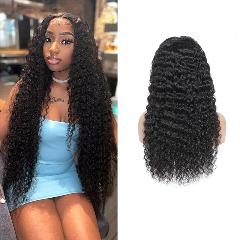 Natural Indian Wavy Curly 13x6 HD Lace Frontal Wig 13x4 Transparent Lace Front Human Hair For Women Remy Deep Wave Loose Wigs