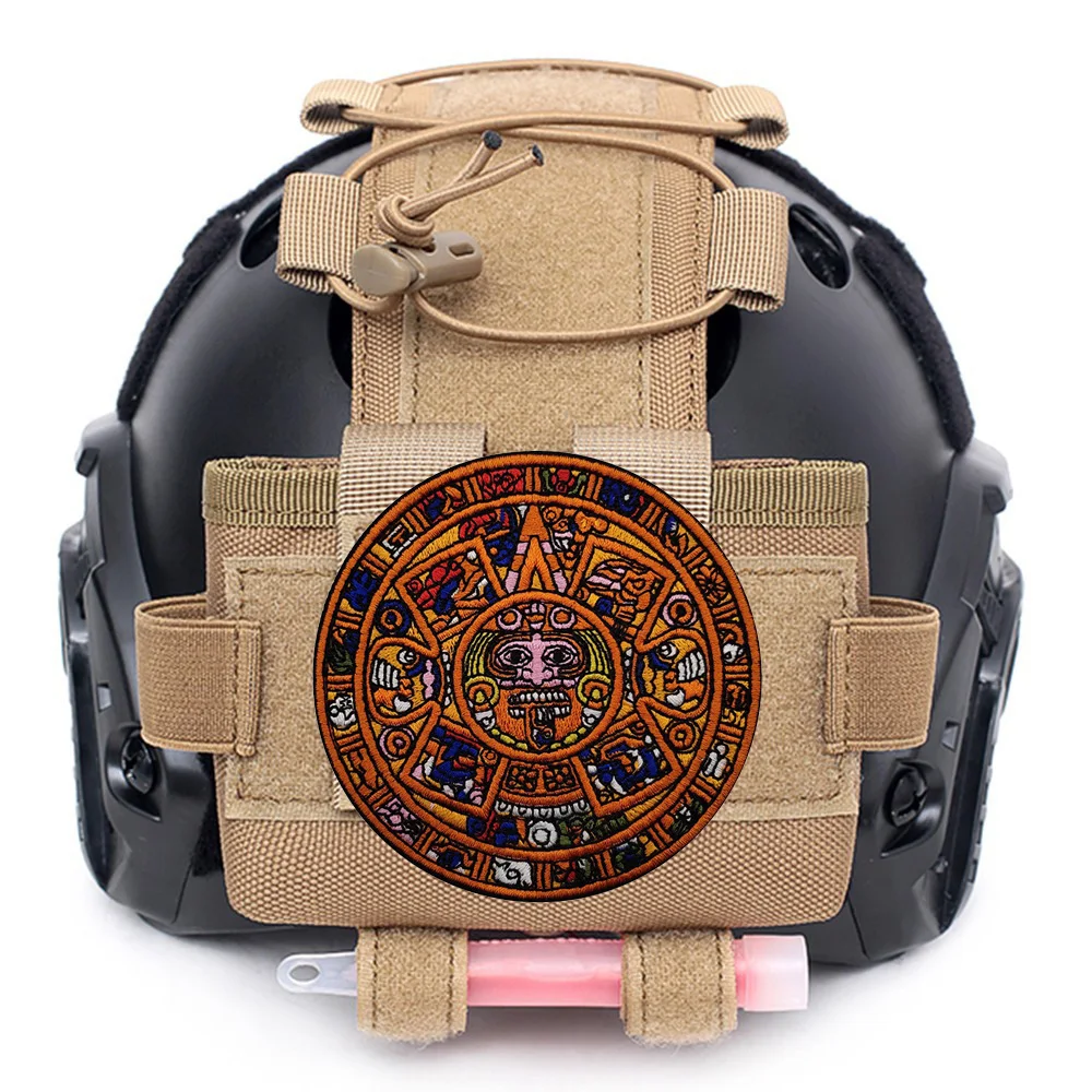 Creative Outdoor Bag Accessories Badge Mayan Calendar Patch Embroidered Aztec Sunstone Backpack Patches for Clothing