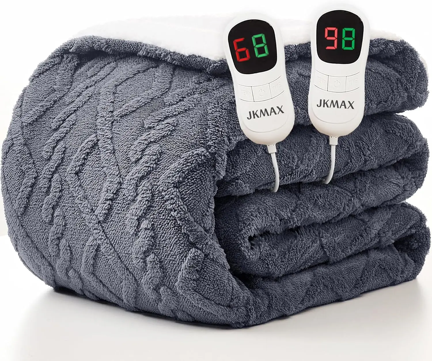 

Queen Size Electric Heated Blanket with 10 Heat Levels, Timer, and ETL Safety - Grey