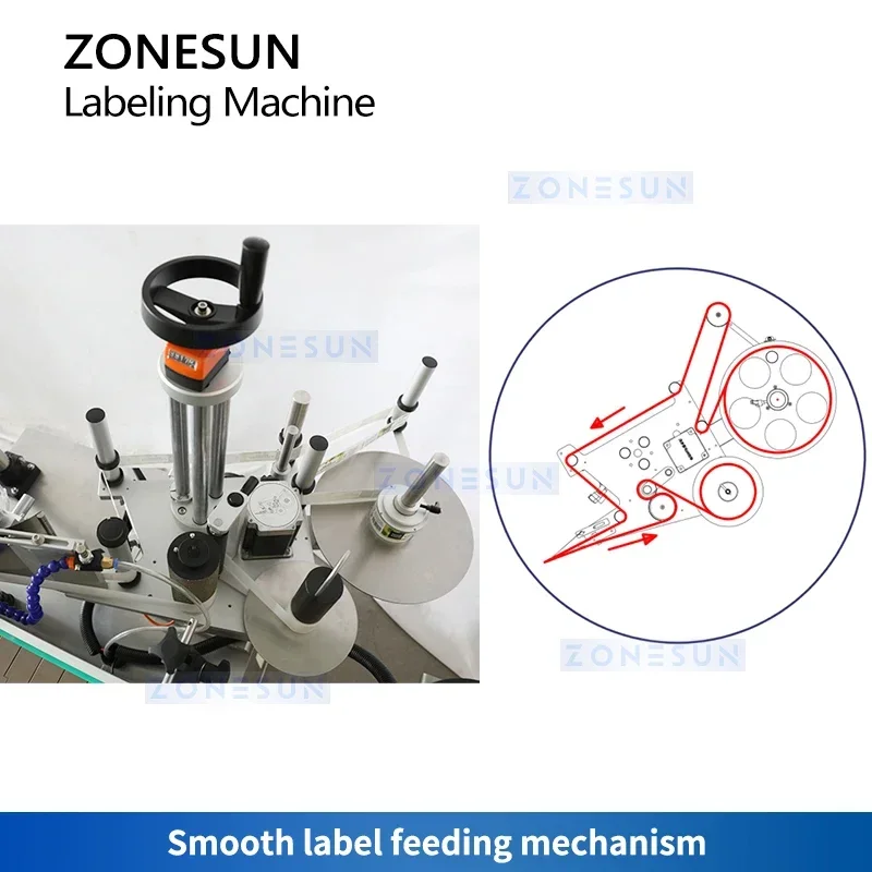 ZONESUN Automatic Tapered Labeling Machine Bottle Conical Container Label Applicator Custom Design Stickering Equipment ZS-TB880
