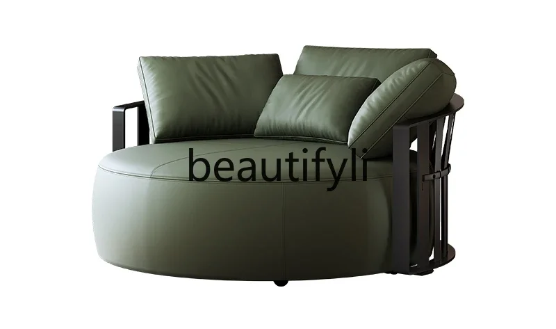 

Italian minimalist round sofa light luxury Lafayette seat chair rotatable single recliner