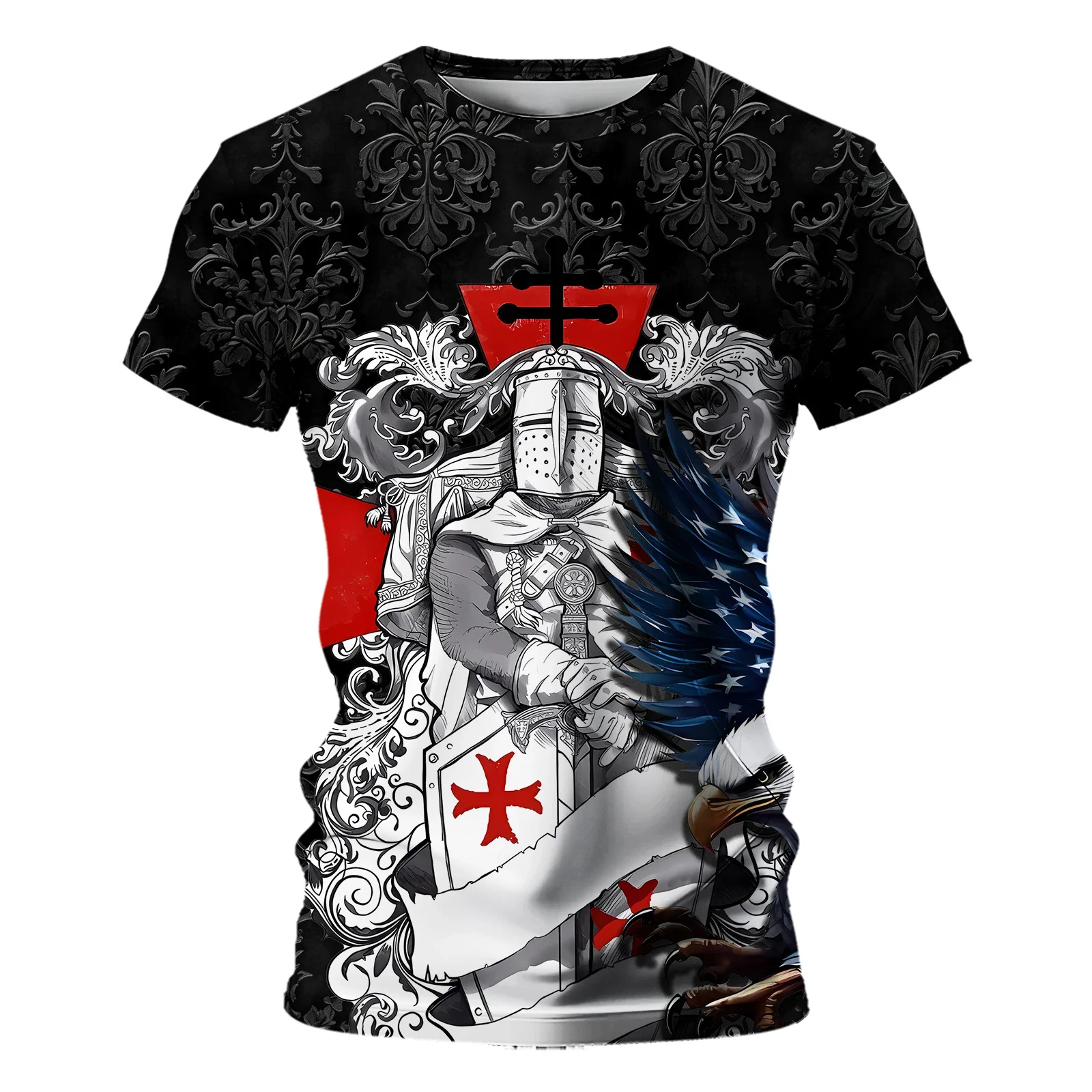 

Men's T Shirt Knights Templar O Neck Clothing 3D Print Outdoor Daily Short Sleeve Print Vintage Fashion Men's Casual T-shirt