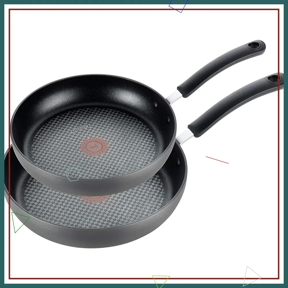 

Ultimate Hard Anodized Nonstick Fry Pan Set, 2-Piece 8 & 10 Inch, Oven Safe to 400F, Dishwasher Safe Black Cookware