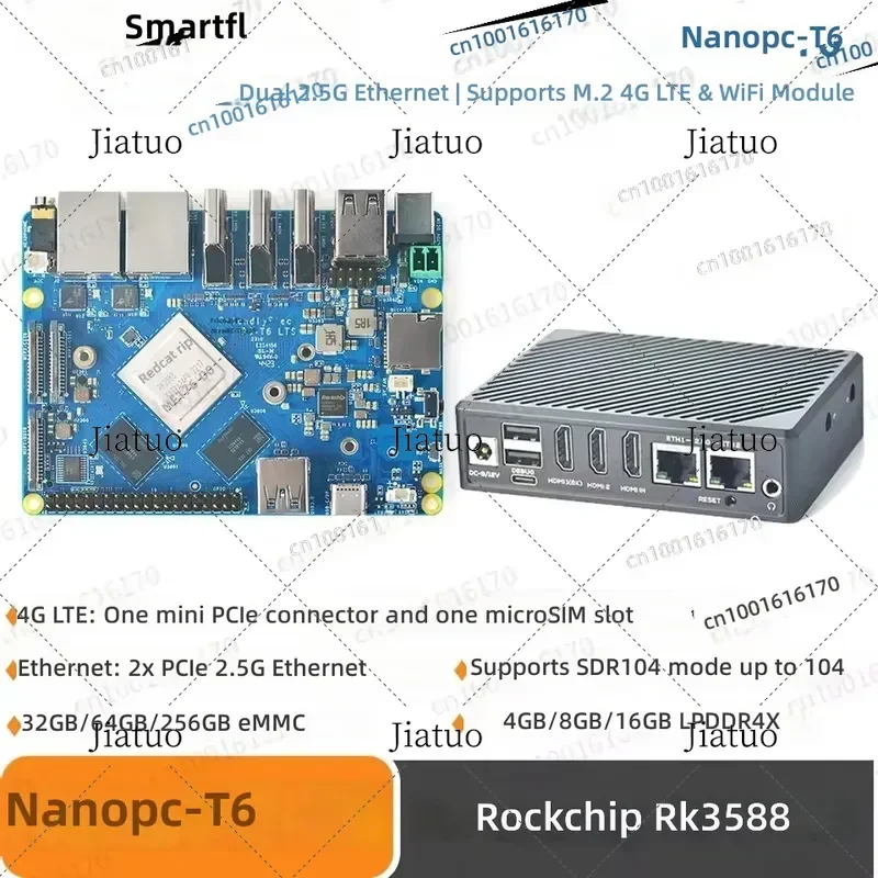 for NanoPC T6 Rockchip RK3588 CPU Development Board with Two 2.5G and One Gbps Ethernet Ports Support Debian 11 Android 12