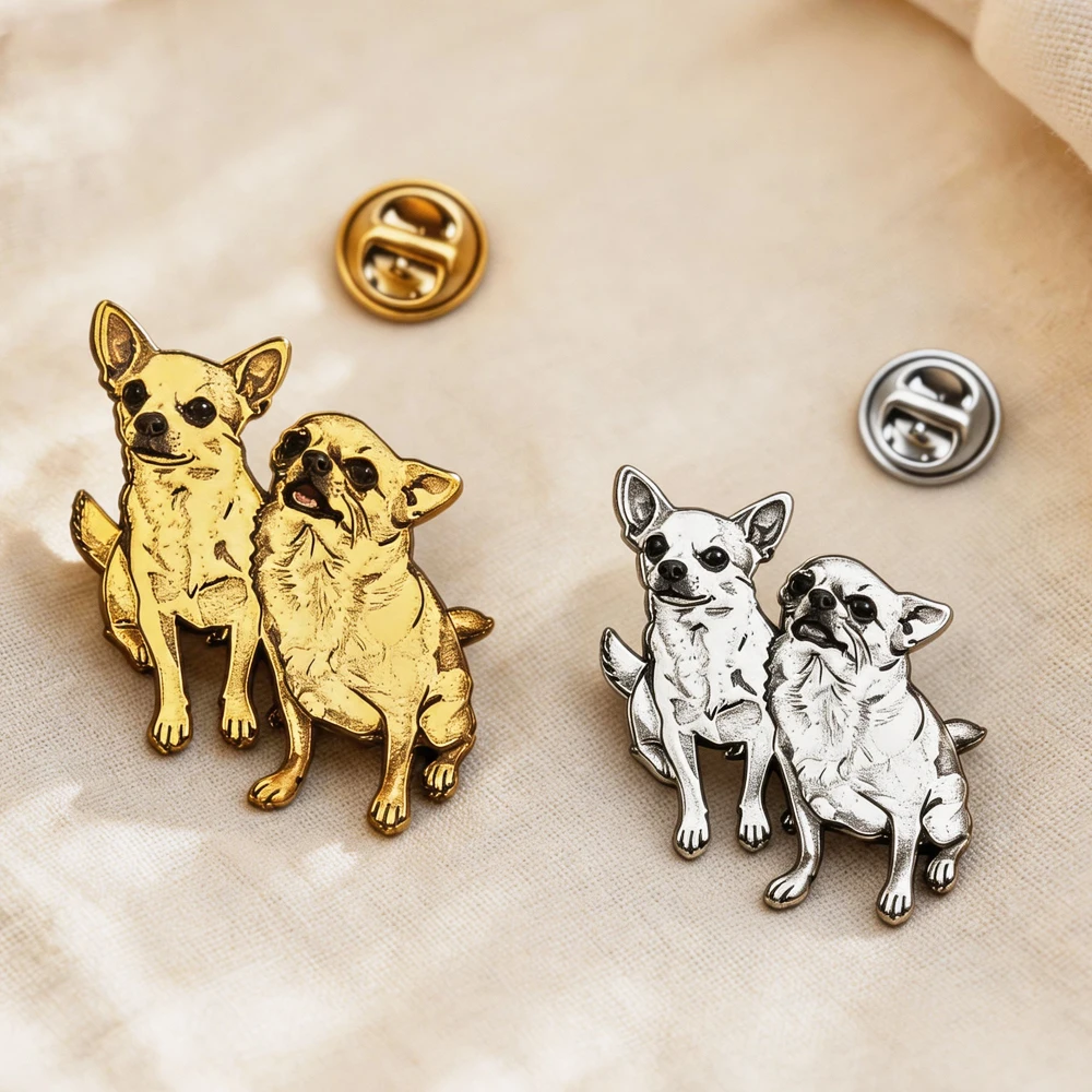 Custom Engrave Pet Photo Pins Personalized Picture/Logo Stainless Steel Brooch 2D Flat Jewelry Gift For Men Suit Supplies view 4
