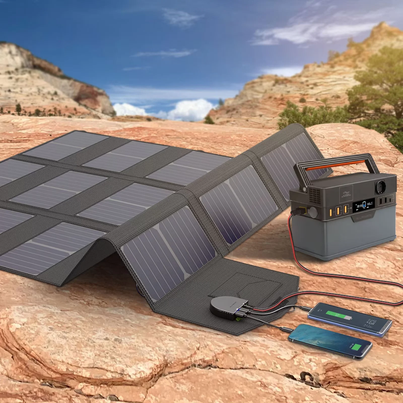 ALLPOWERS S300 PLUS Portable Power Station 288Wh Solar Generator & SP012 100W Foldable Solar Panel for Travel Camping RV Garden