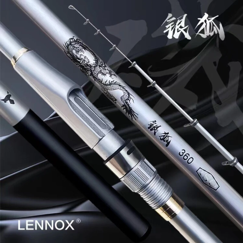 LENNOX-Silver Fox Rock Fishing Rod, Ultralight, Circular, Oblique Guide Ring, Short Section, Sea Fishing Boat Rod, 2.7m-3.6m