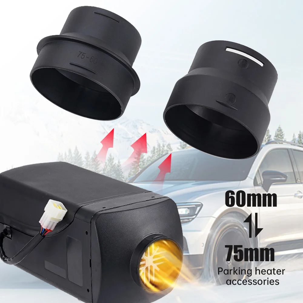 60/75mm Diesel Parking Heater Air Duct Connector High Temp Resistant Nylon Ducting Reducer Adapter For 2KW‑5KW‑8KW Fit Car Truck