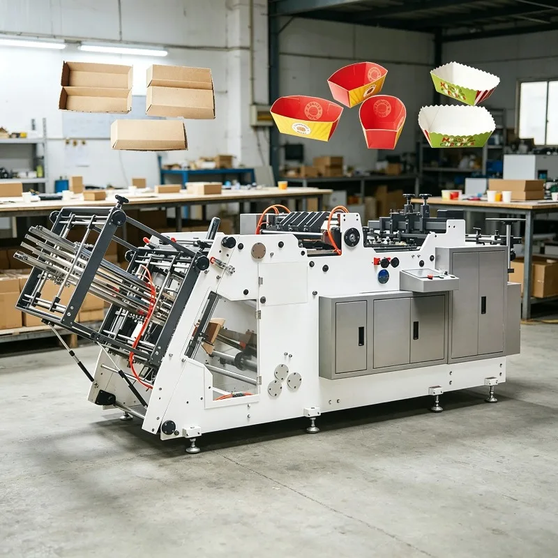 5.5KW Low Power Automatic Paper Box Making Machine Small Hamburger Lunch Box Forming Equipment CE Standard Food Packaging