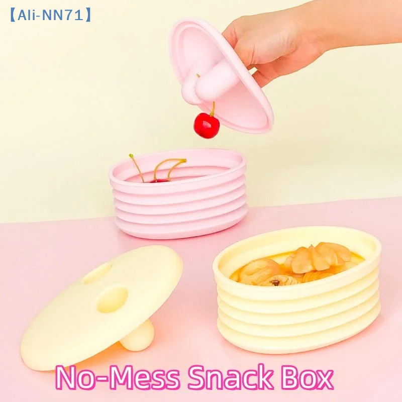 【NN71】Silicone No-Mess Snack Box Dirt-resistant With Lid Nut Snack Storage Container Foldable Fruit Storage Box Candy Dried