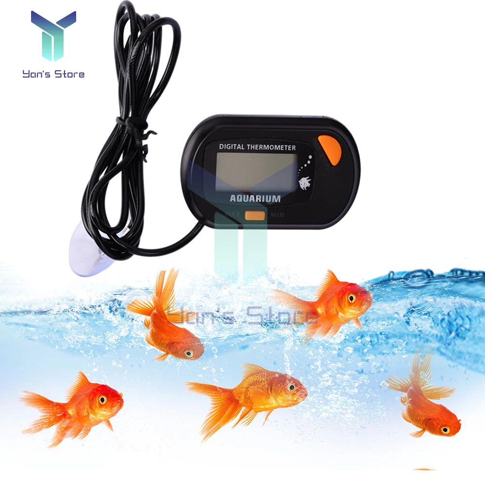 1Pcs Digital LCD Aquarium Thermometer Waterproof Fish Tank Sensor with Probe Temperature Sensor Measuring Tool with Suction Cup