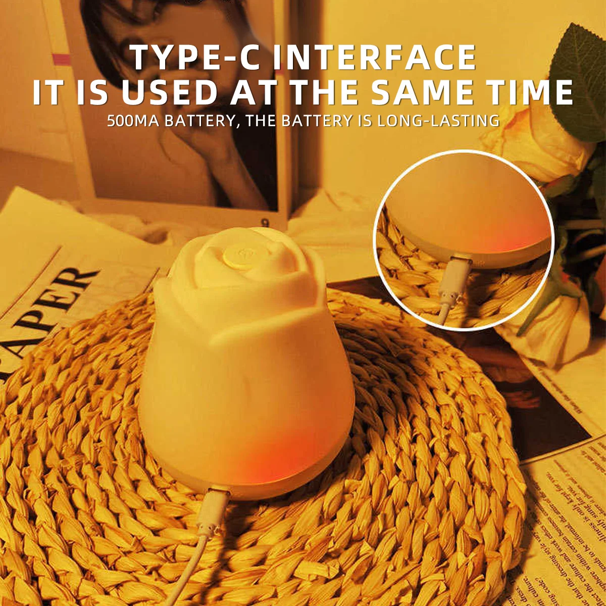 Цветок розы USB 5 В светодиодный ночник с регулируемой яркостью 3 цвета сенсорная лампа теплый белый для спальни детская спальня украшение рабочего стола