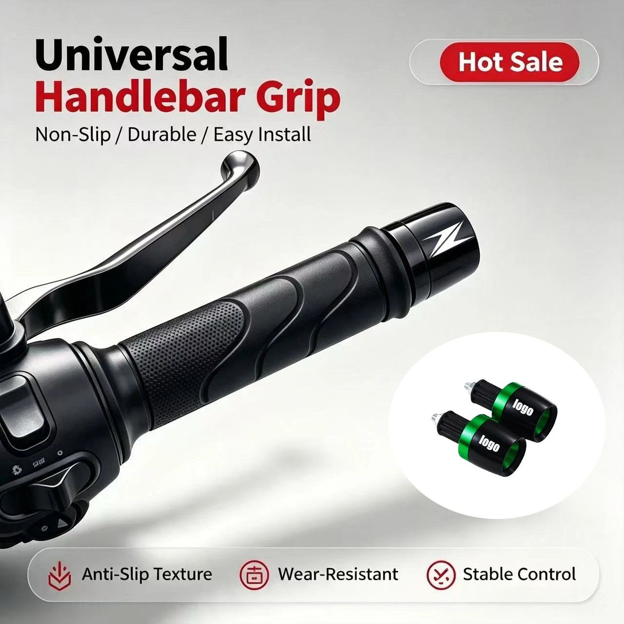 1 Pair Moto Handlebar Grips Handle Bar For Kawasaki Z900 Z650 Z750 Z400 Z800 Z1000 Ninja 400 650 300 ZX6R ZX10R Cap End Plugs