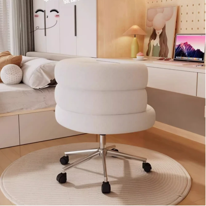 Silla giratoria nórdica para sala de estar, sillón con respaldo de ordenador, elevador INS, diseño de lana de cordero, silla de maquillaje para