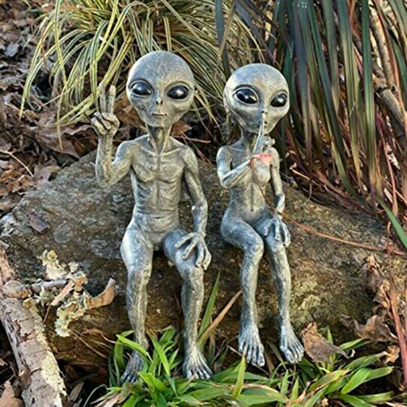 Przestrzeń kosmiczna Alien statua sztuki zestaw figurek ogrodowych dekoracja ogrodowa na zewnątrz DIY Decoracion zaopatrzenie firm