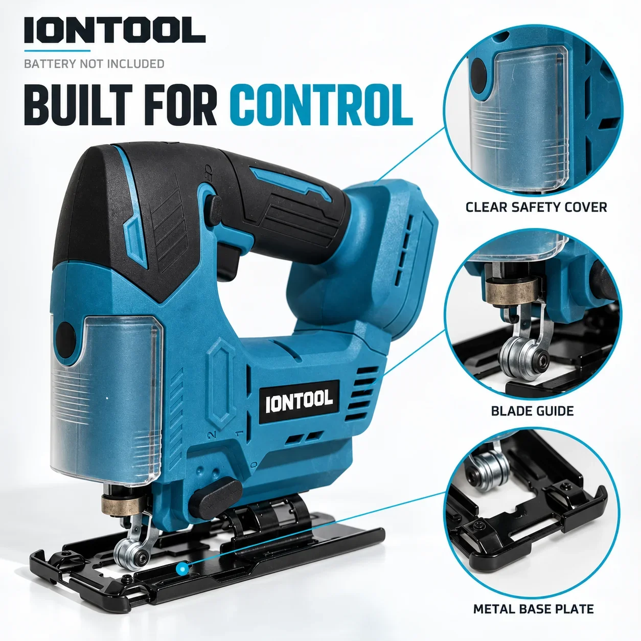 IONTOOL 800-3000 RPM Cordless Jigsaw 90mm Cutting Depth Variable Speed Electric Saw for Wood Metal Laminate DIY Projects Tool