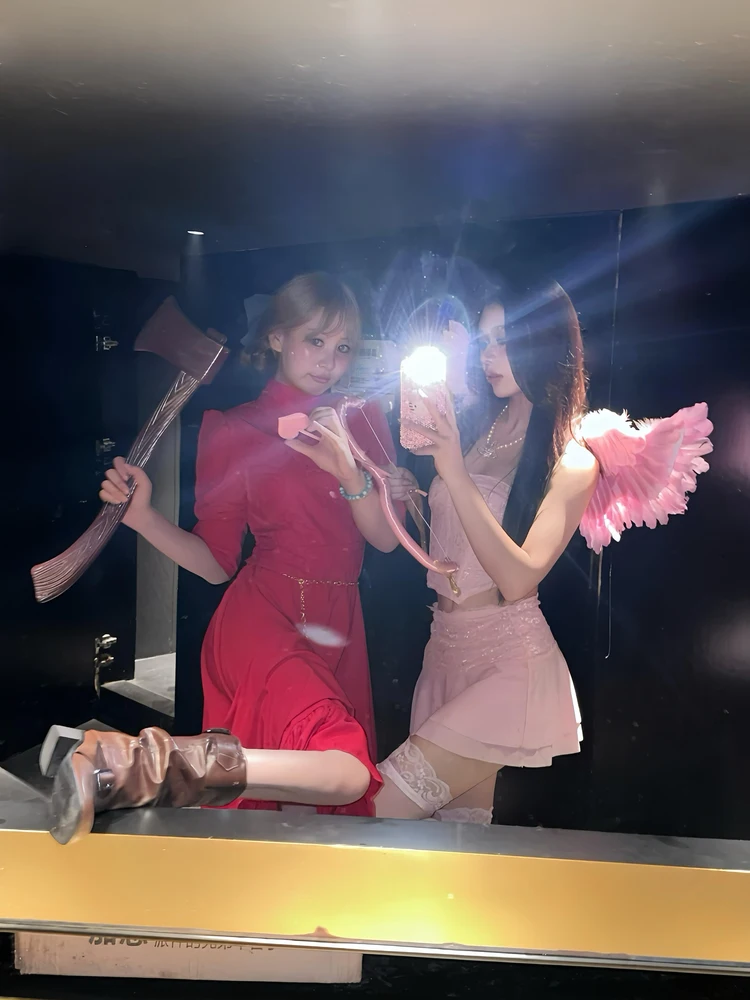 الوردي الملاك كيوبيد تأثيري الزي الدانتيل المحاصيل سترة f تنورة مجموعة المرأة Faion المرحلة زي التقليدية Hanfu الخريف 2025