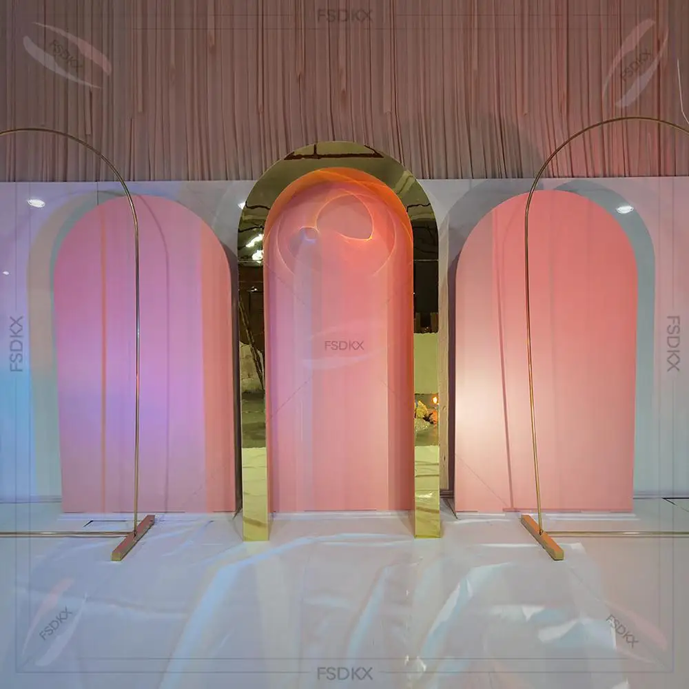 

3PCS Set Gold Chiara Arch Backdrop Stands Metal Wedding Party Backdrops Aluminium Frames Floral Arch for Party Decoration