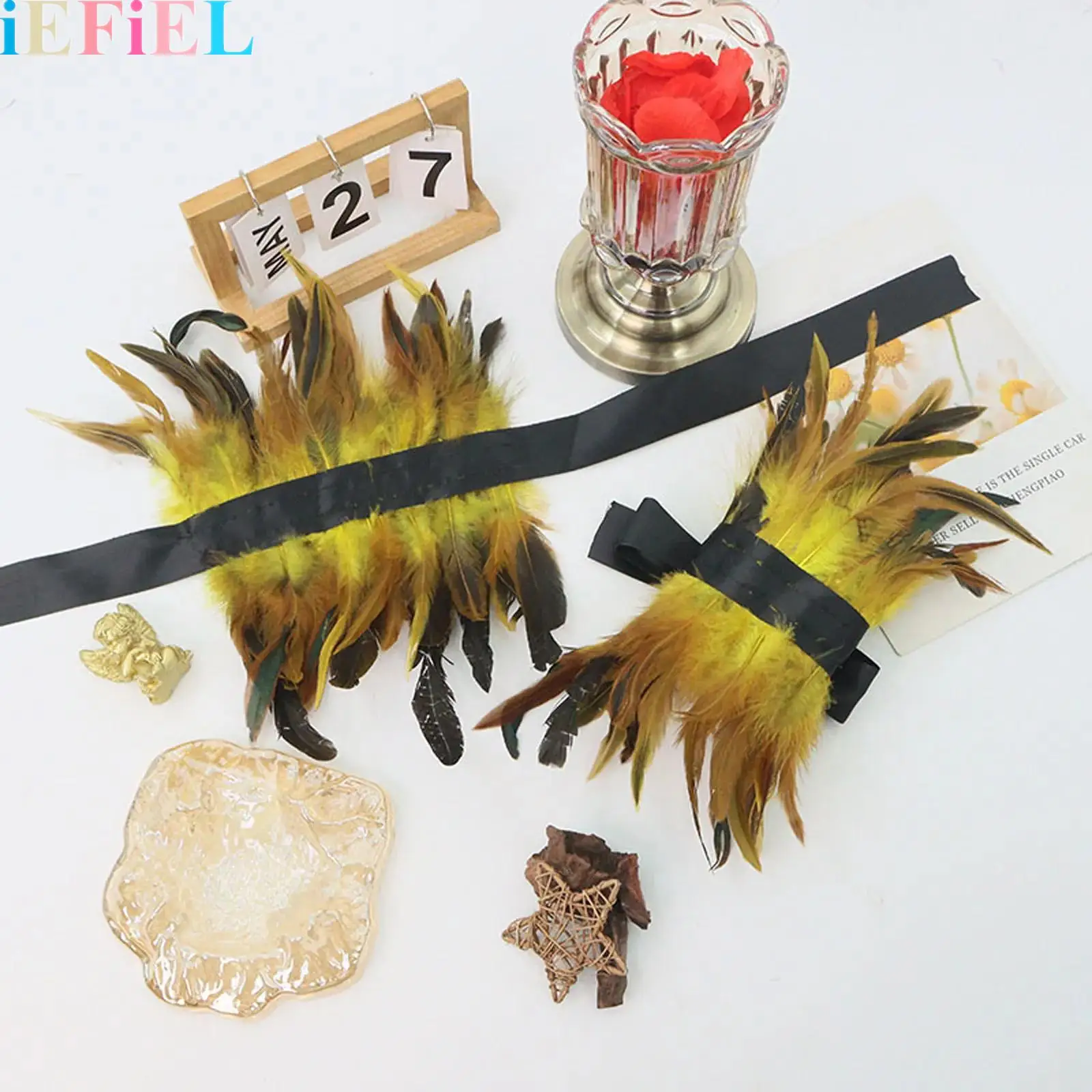 

1 Pair Women Feather Soft Cosplay Foot Cuffs Raves Dance Tie-Up Style Ankle Bands Halloween Costume Accessories