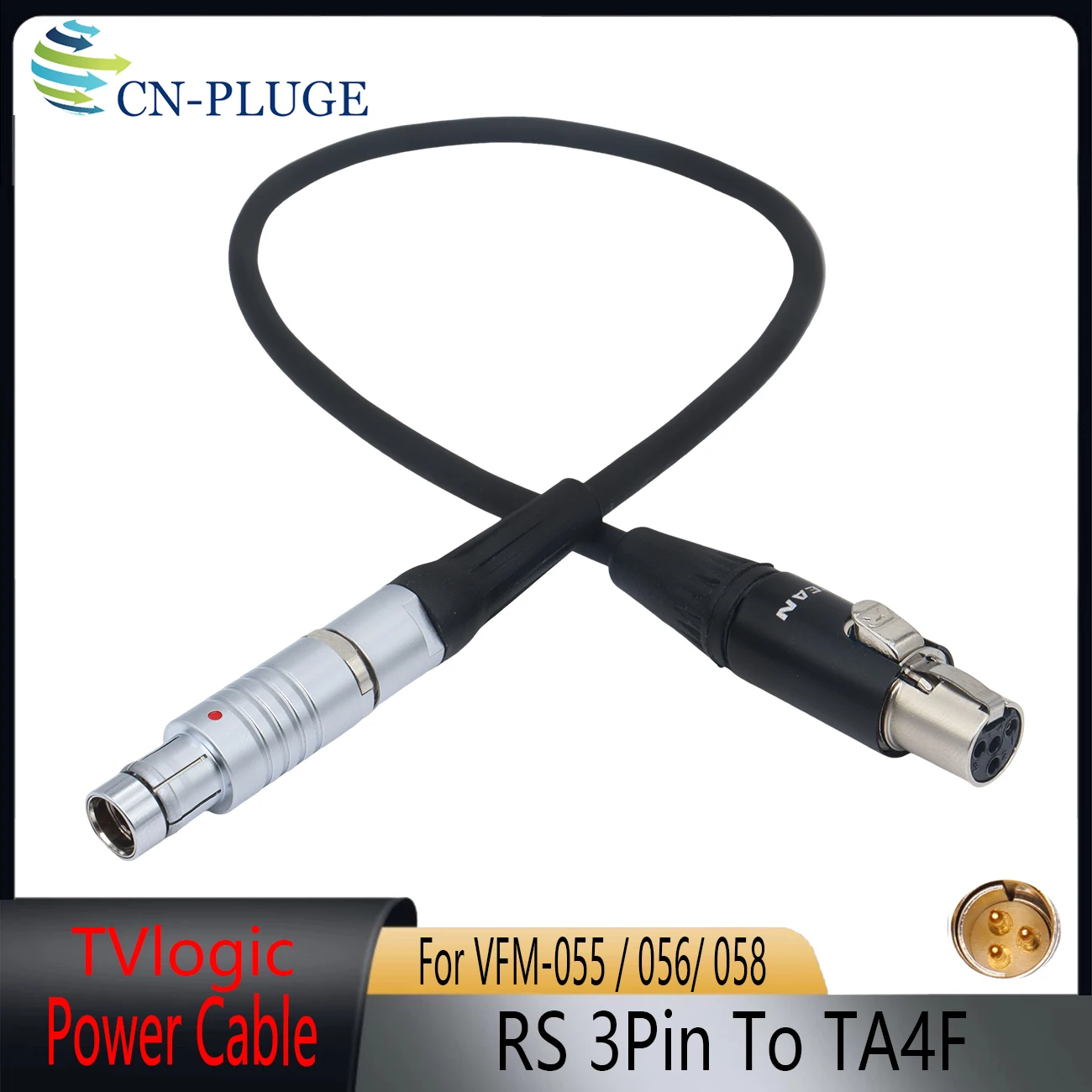 RS 3 Pin to TA4F Power Cable for ARRI Alexa/Tilta to TVLogic LVM 055 056 058 074 170 Monitor DC 24V Coiled Cable