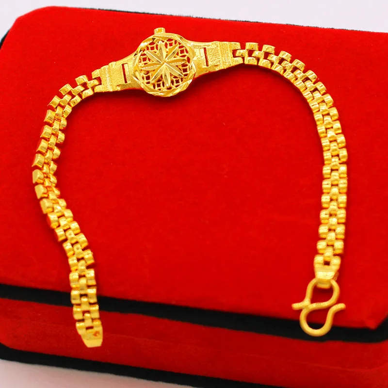 Pure18K Gold Color Watch Chain Bracelet for Women Girlfriend Engagement Birthday Valentine's Day Gold Bangle Jewelry Gifts