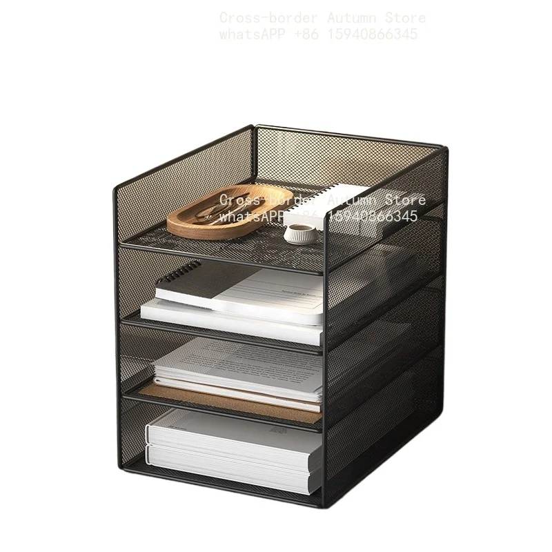 Paper Organizer for Desk, 4-Tier Desk Organizer Tray,Office Classroom Organization and Storage-Black.