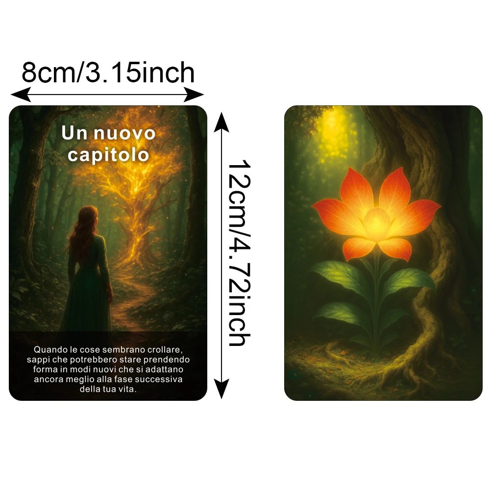 Italian Forest Wisdom Oracle Cards, 48 PCS Mysterious Nature-Themed Deck for Meditation Clarity, and Self-Discovery, 12x8cm