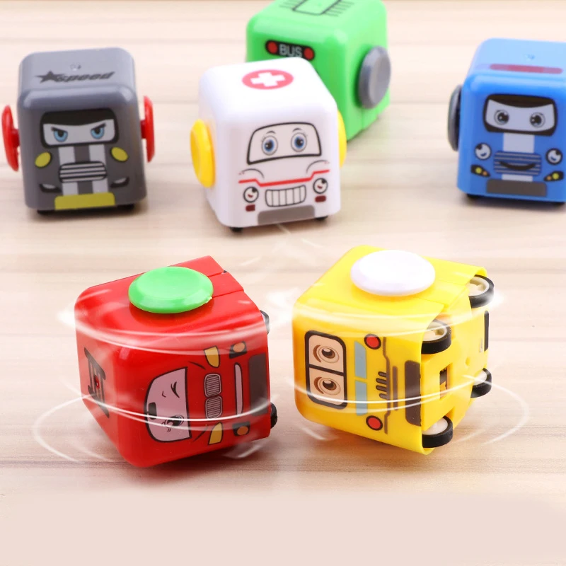 Novelty Funny Fingertip Gyro Toy Creative Square Rotating Gyro Cart 3 In 1 Toy Inertia Car Children Fingertip Gyro Cart Toy