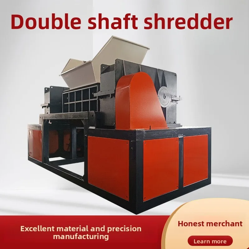 Wood, Large Tire, Metal, Dual Shaft Crusher For Scrap Cloth, Plastic, Home Appliances, Straw Shredder