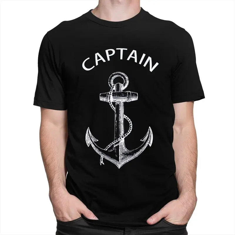 Custom Captain Anchor T Shirts Men Nautical Sailor Adventure T-shirts Streetwear Tee Tops Pure Cotton Oversized Tshirt Merch