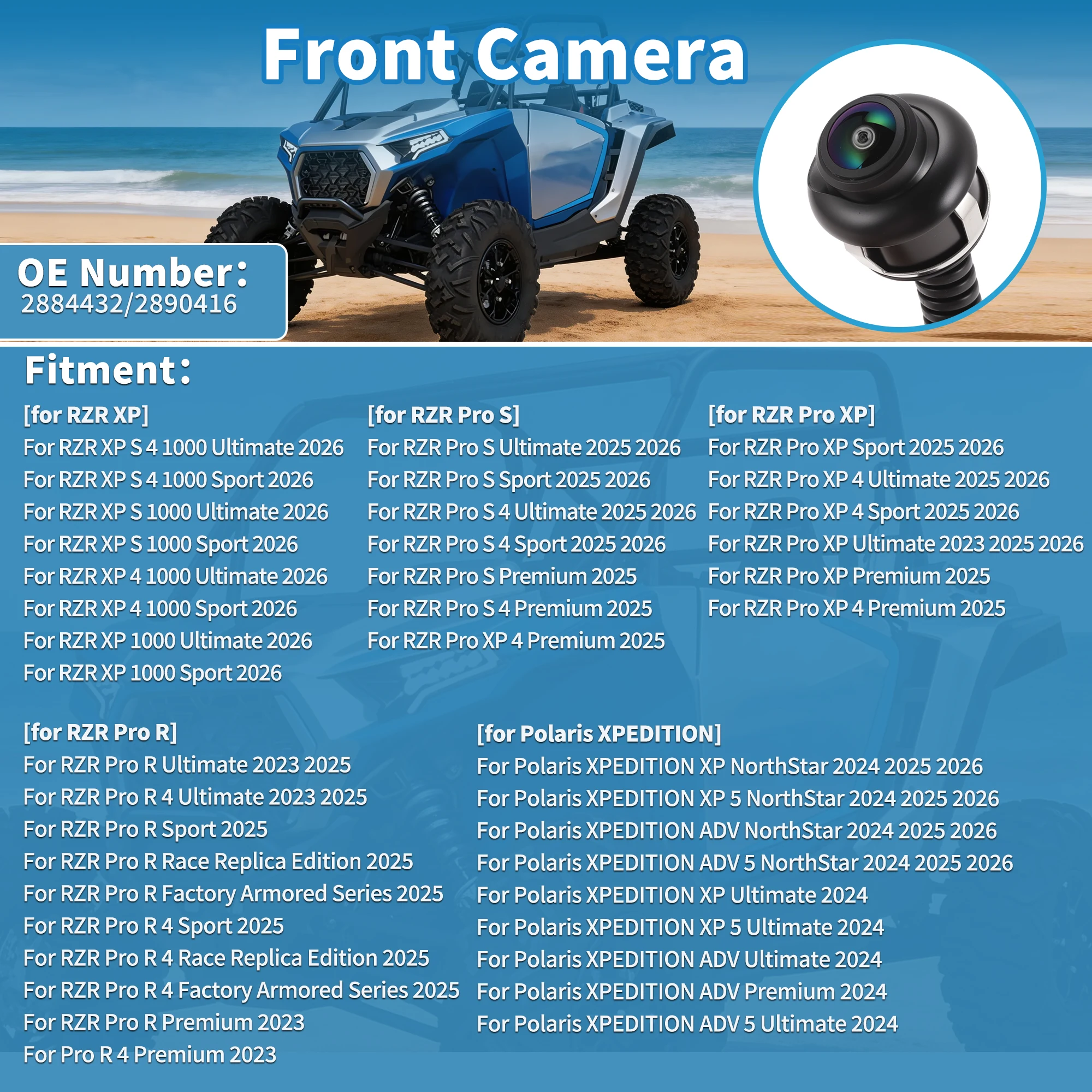 X Autohaux 2890416 Front Camera for RZR for Polaris RZR PRO XP/R/S, XP 1000