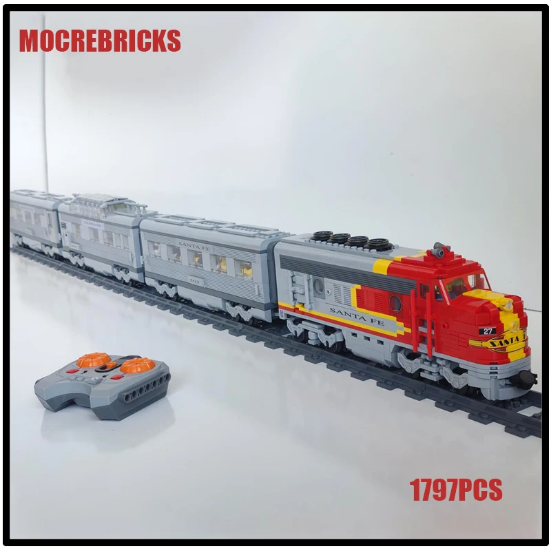 

City High-Speed Train Track Santa Fe Super Chief RC Train Set Assembly Building Blocks Model Creative Railway Bricks Kid's Toys