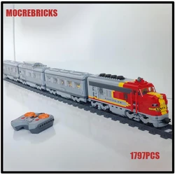 City High-Speed Train Track Santa Fe Super Chief RC Train Set Assembly Building Blocks Model Creative Railway Bricks Kid's Toys