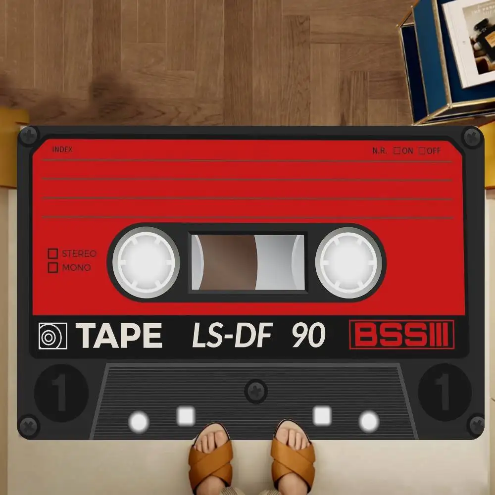 Retro Cassette Tape Floor Carpet Kids Room Bedroom Decoration Balcony Anti-Slip Doormat Living Room Hotel Decor Mat