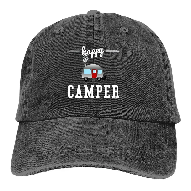 

Pure Color Dad Hats Happy Camper Women's Hat Sun Visor Baseball Caps Camper Camping Peaked Cap