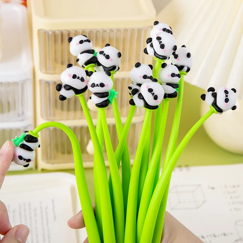 

10pcs Panda Swing Gel Pen 0.5mm Pens Black Ink Soft Pens Student School Office Stationery Supplies Gift