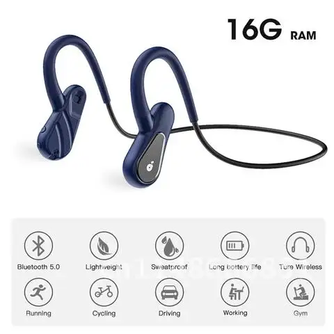 Bluetooth Headphones Wireless Earphone For Sports Ear-hook Running Headset Built-in 16G RAM Memory Card Driving Wireless Headset