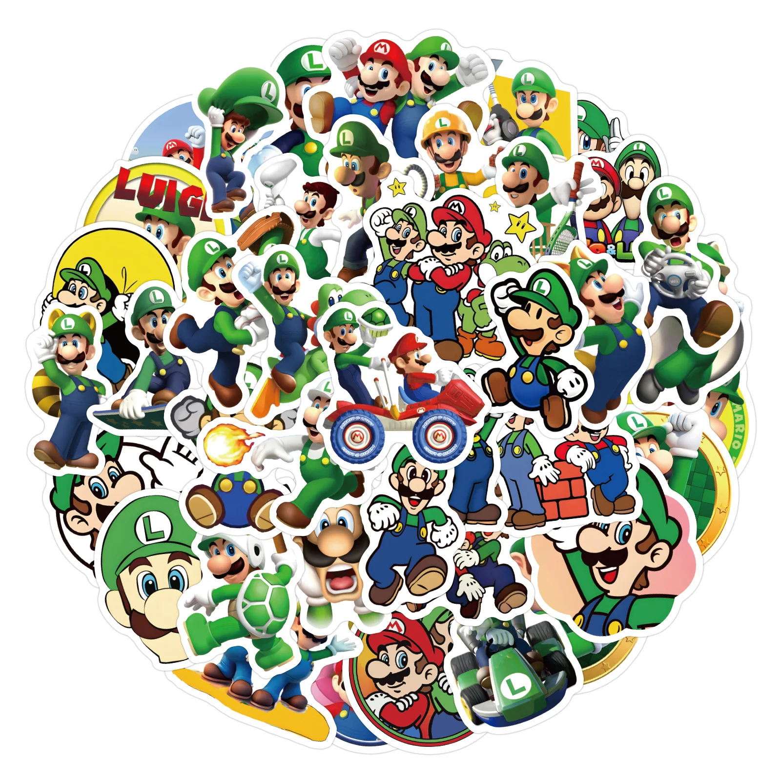 63Pcs/Set Super Mario Bros Stickers Kawaii Luigi Skateboard Bicycle Guitar Laptop Waterproof Stiker Anime Stickers Graffit