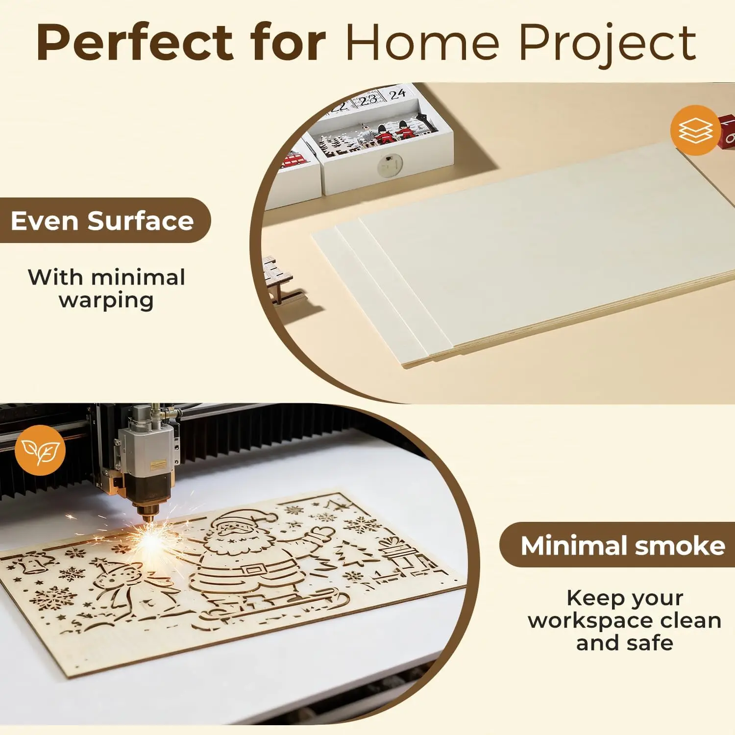 Pacote com 12 Folhas de Madeira de Basswood 12x24 Polegadas, 3mm para Corte a Laser e Gravação, Modelos DIY