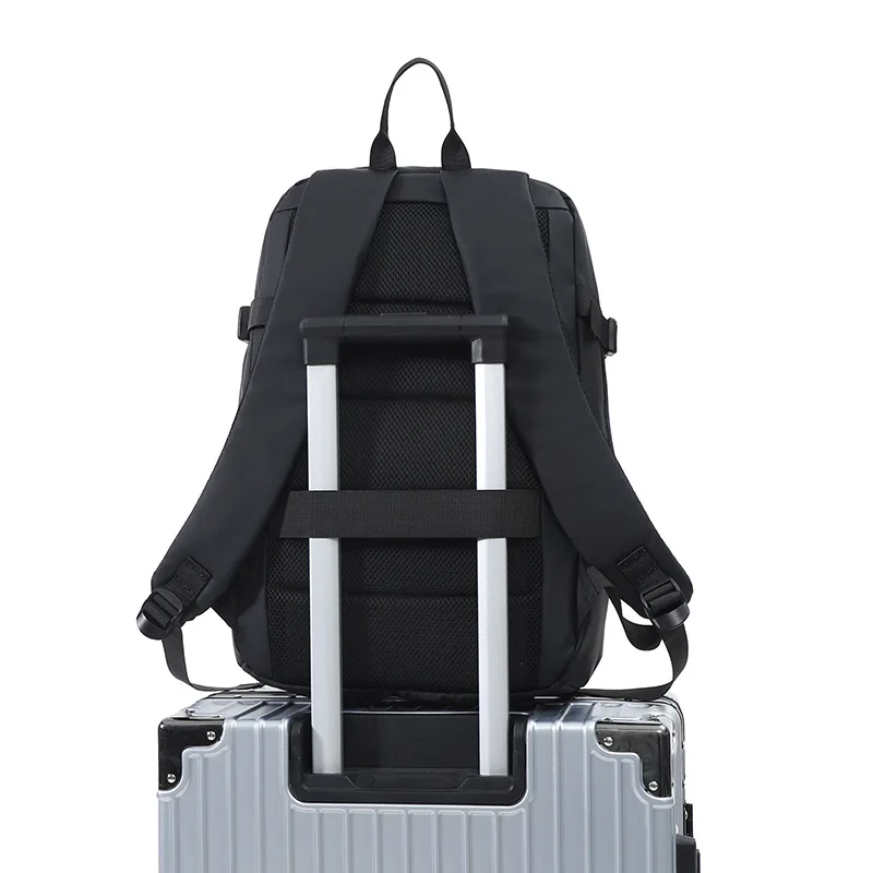 Waterproof Pu Leather Business Laptop Backpack Minimalist Flap Design Multi Compartment Casual Travel Work Rucksack For Men
