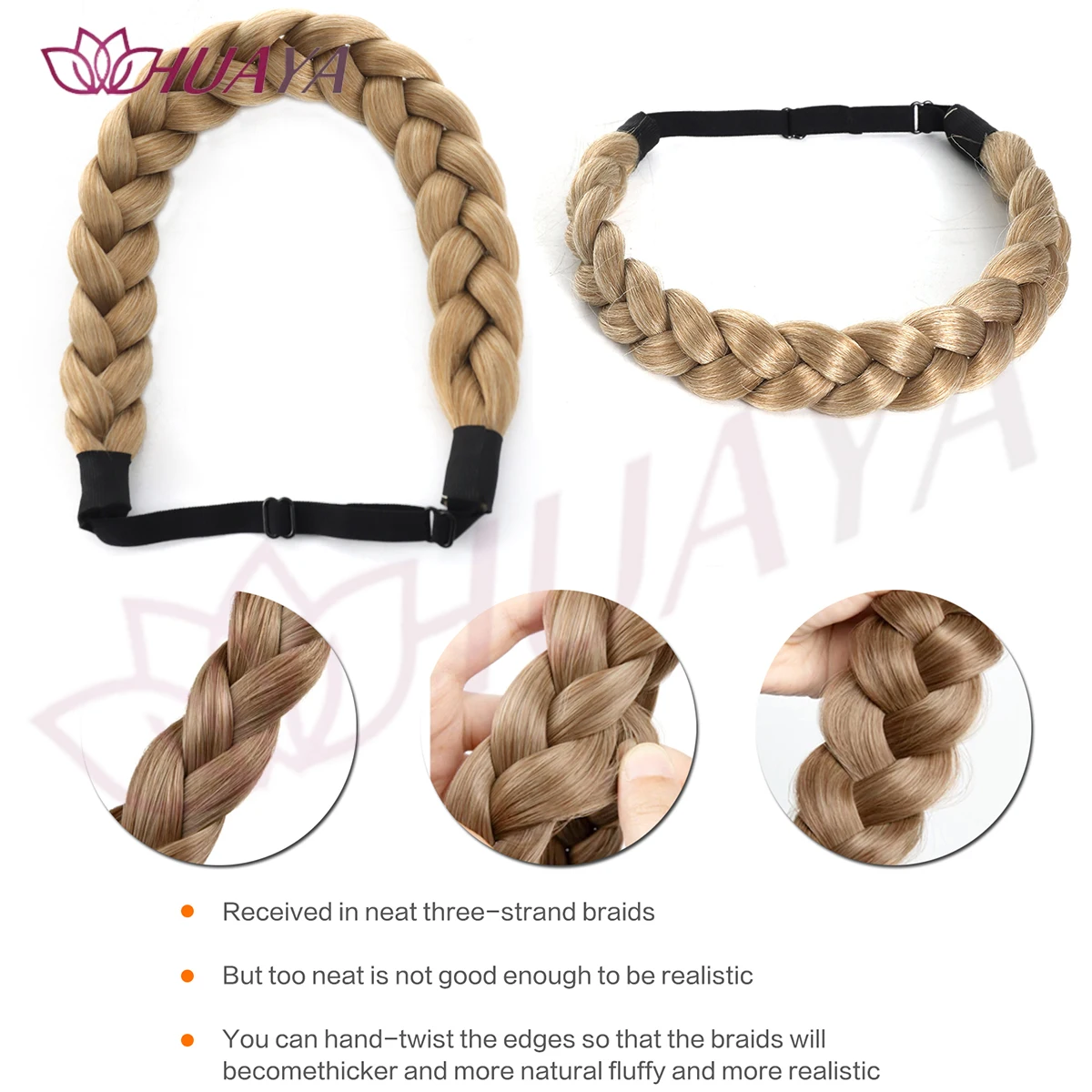 Synthetic Hair Braided Headband with Elastic Band Style for Women Girls Children Blonde Brown Braided Headwear Hair scrunchy Hea