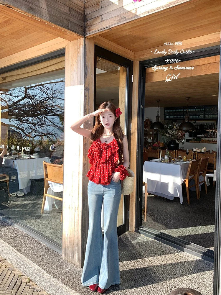 

High Waist Wide Leg Denim Jeans Women's Slimming High Rise Blue Acaine Summer Fashion Trousers Ladies Loose Fit Jeans