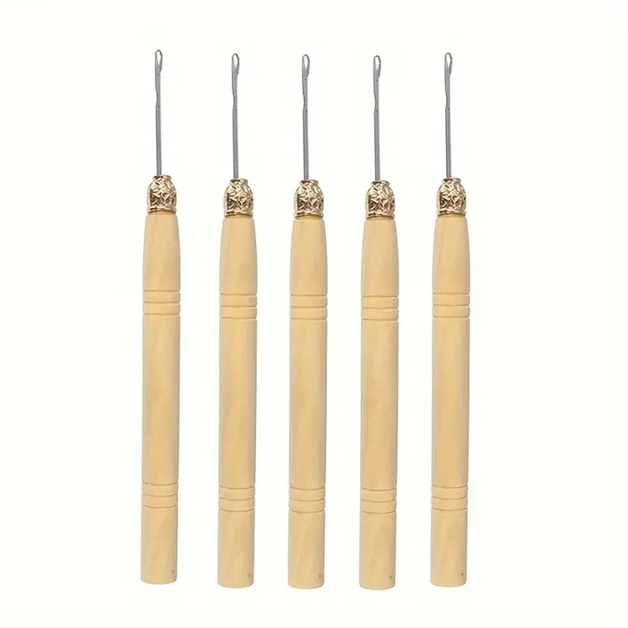 

5-30pcs Hair Extension Crochet Headband Wig Special Tool with Wooden Handle Crochet Hooks for Wig Making