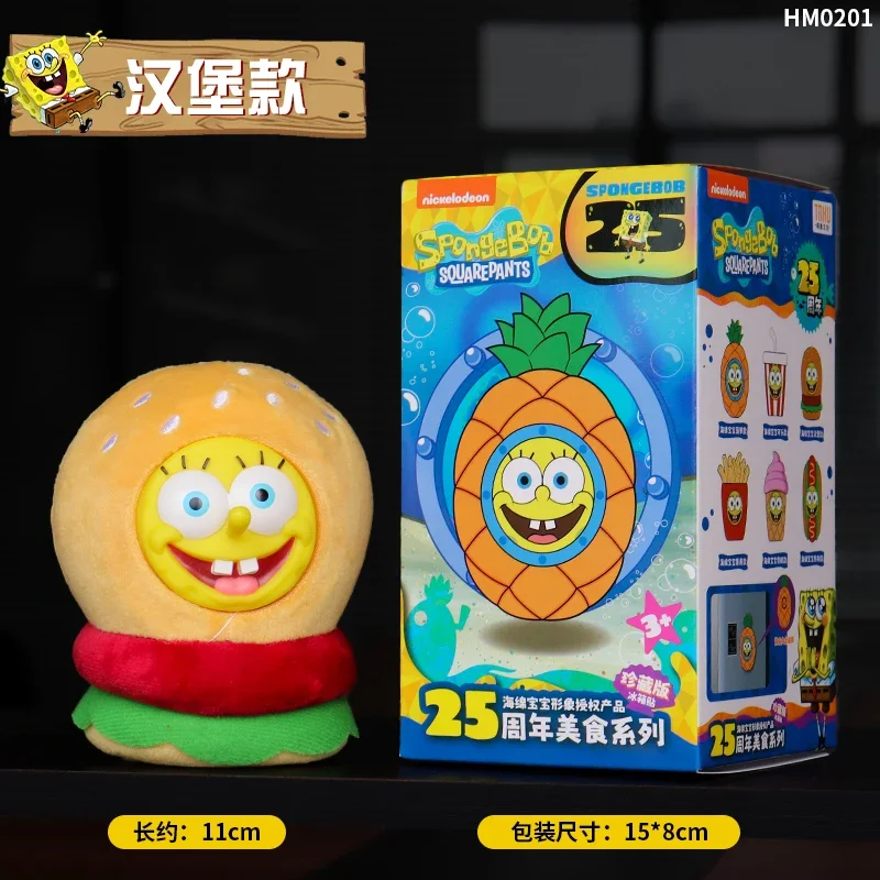 SpongeBob SuqarePants 25th Anniversary Food Series Action Figures Cute Refrigerator Magnet Toy Decoration Collection Kids Gifts