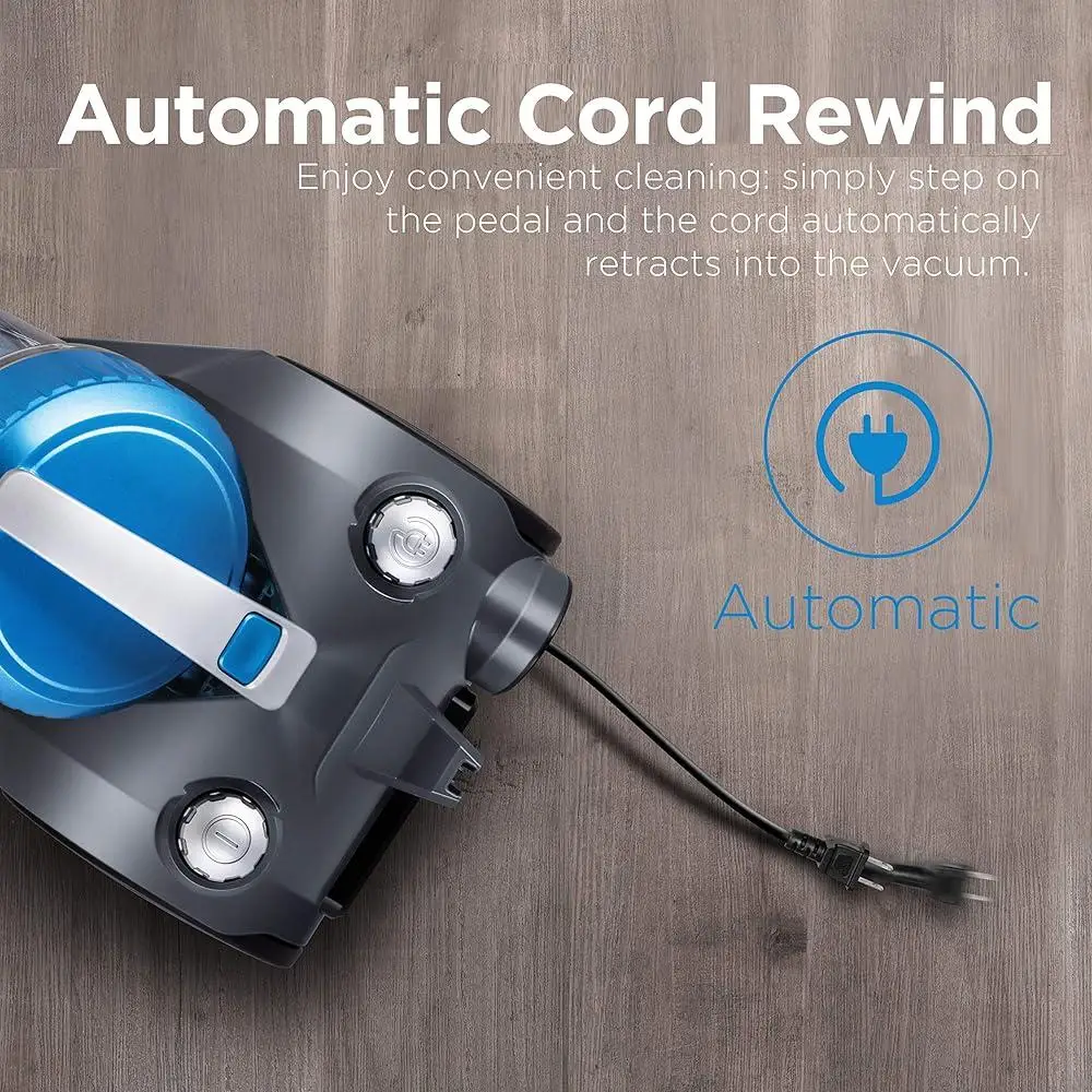 경량 백리스 캐니스터 진공 청소기 다중 표면 자동 코드 되감기 세척 가능 필터 먼지 제거 브러시 틈새 도구 이상적