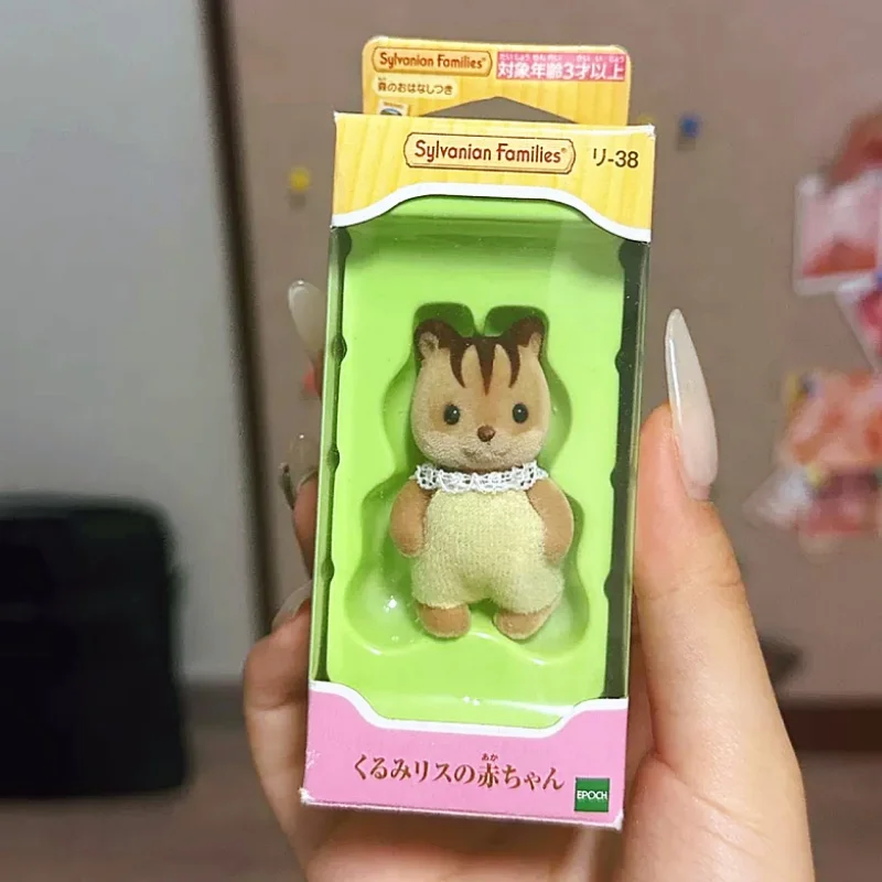 Original Sylvanian Families Anime Figure Mini Baby Series Walnut Squirrel Model Pendant Kids Toy Room Ornament Birthday Gifts