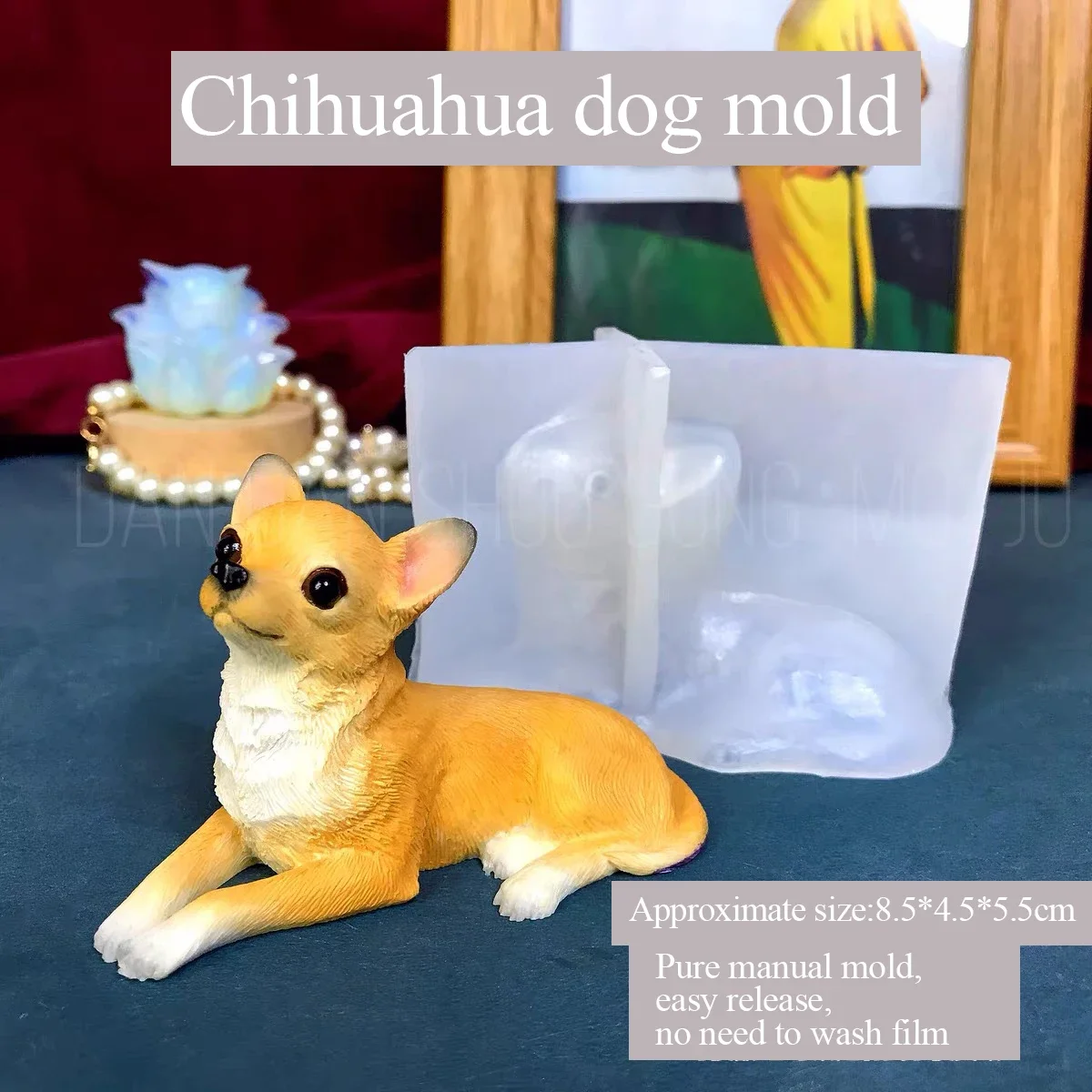 Aromatherapy Plaster Mold for Dog, Drop Glue, Handmade, DIY, exclusive, Cute, Chihuahua, Silicone Grinder