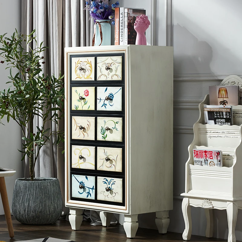 

American chest of drawers Bedroom storage Living room Small side cabinet Solid wood locker White chest of drawers Simple chest o